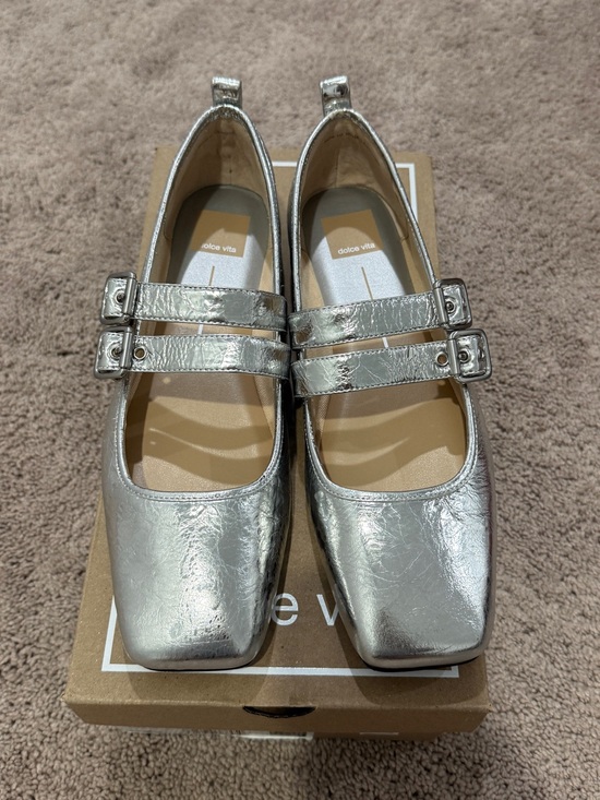Dolce Vita Shoes - Dolce Vita Metallic Silver Double-Strap Mary Janes